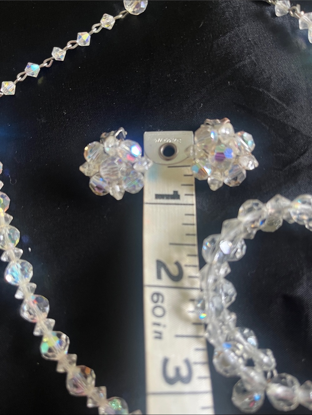 Vintage single strand  Aurora Borealis necklace , bracelet & earrings - Picture 5 of 10